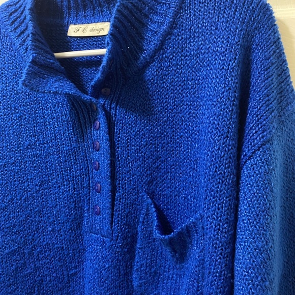 Vintage FE Design Size XL Women’s Blue Cardigan - Picture 4 of 7